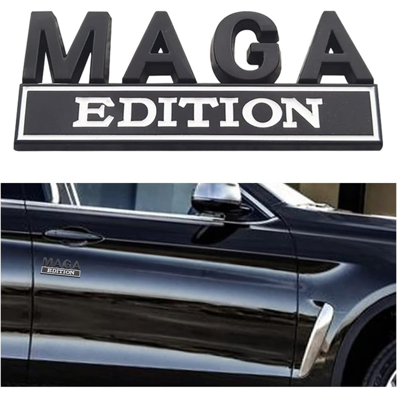 4pcs MAGA Edition Car Metal Badge Sticker Truck Replacement, Suitable For General Motors SUV,Motorcycle, Bicycle Chrome Alloy