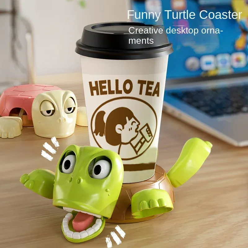 Fun Coaster Turtle Cup Pad Tea Coffee Mug Drinks Holder Decorative Turtle Cup Mat toys Birthday Gifts for Children Adults