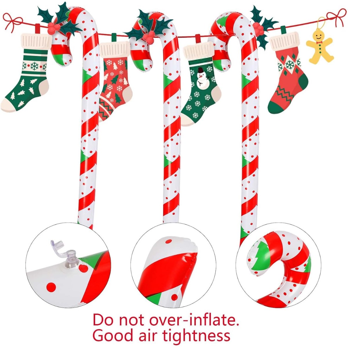 4 Pieces, 90 Cm Inflatable Candy Canes,Christmas Inflatable Candy Canes, Inflatable Candy Cane Sticks,Christmas Decorations For Christmas Parties, Outdoor Front Door Christmas Decorations,Party Gifts