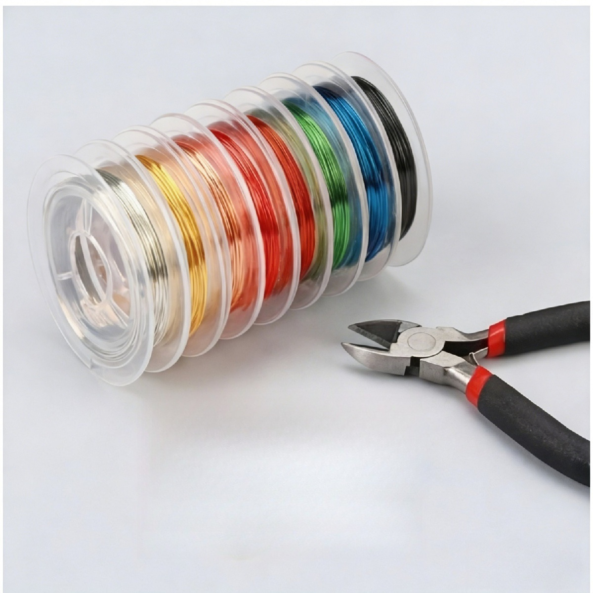 0.4mm Jewelry Wire Set With 6 Colorful Copper Wires & Pliers – DIY Craft Set For Jewelry Making And Creative Projects – Craft Supplies