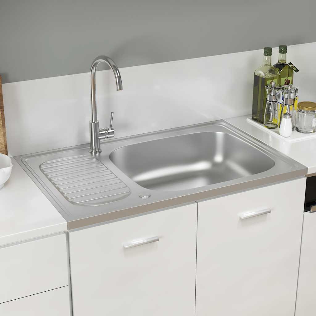 Sink with Drainer Set Silver 800x500x155 mm