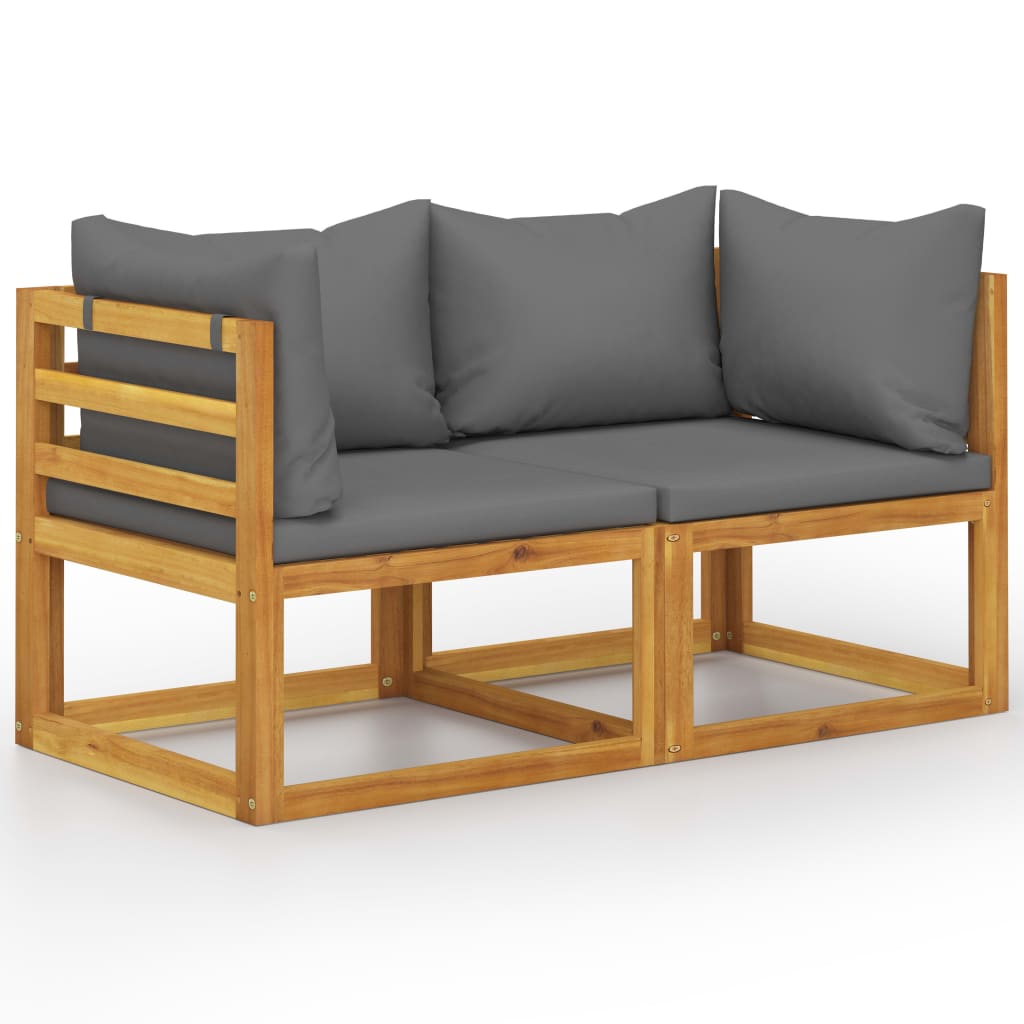 2-seater garden bench with dark grey cushions 2-seater garden bench with