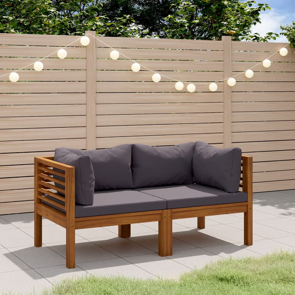 2-seater garden sofa with cushions, solid acacia wood