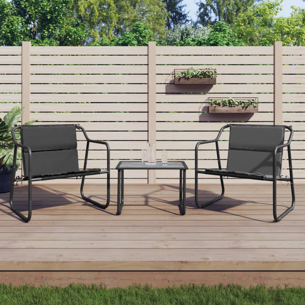 3-piece garden lounge set with cushions, anthracite steel