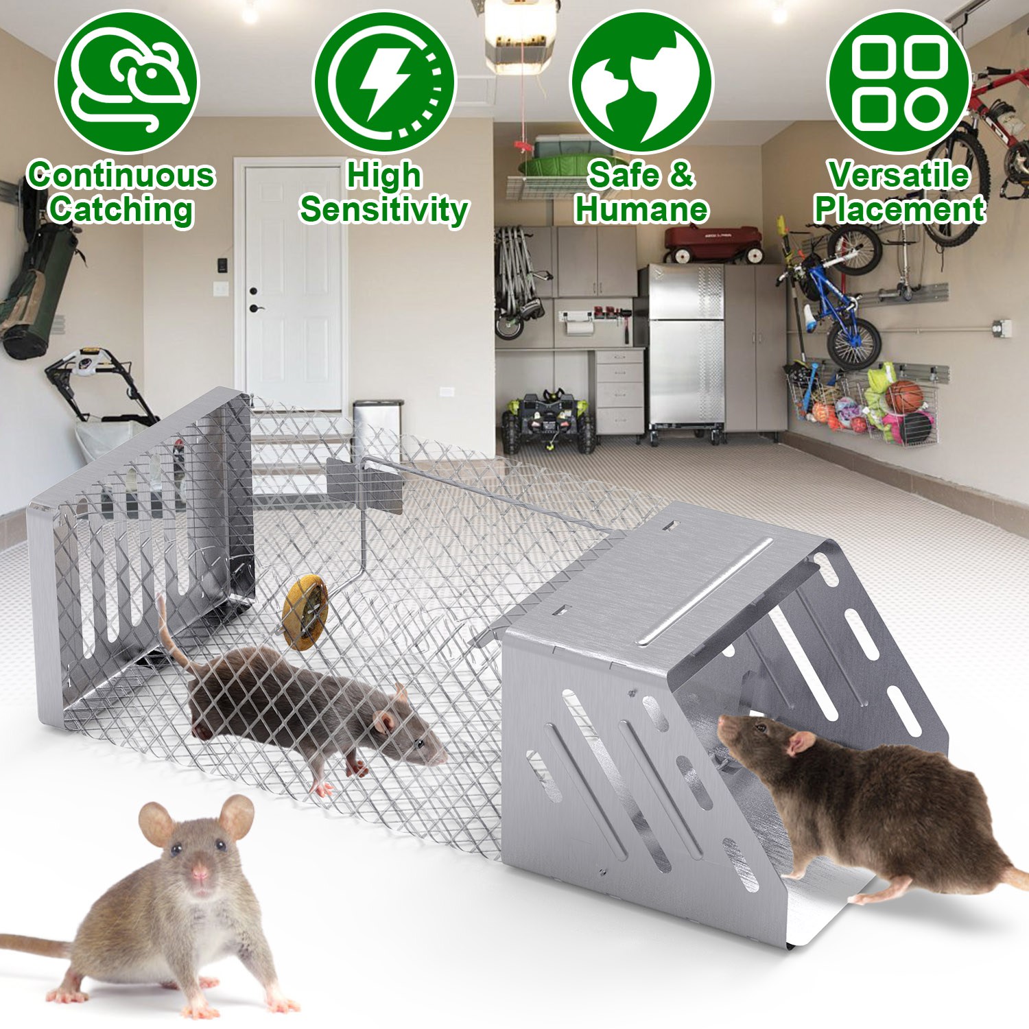 1Pc Automatic Continuous Rat Trap Single Door Mouse Cage Humane Live Animal Trap Cage Indoor Outdoor For Small Rodents Mice Voles