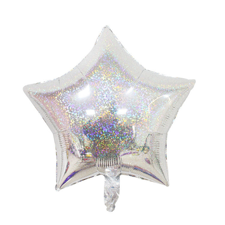 18inch Silver Laser Metallic Star Foil Balloons
