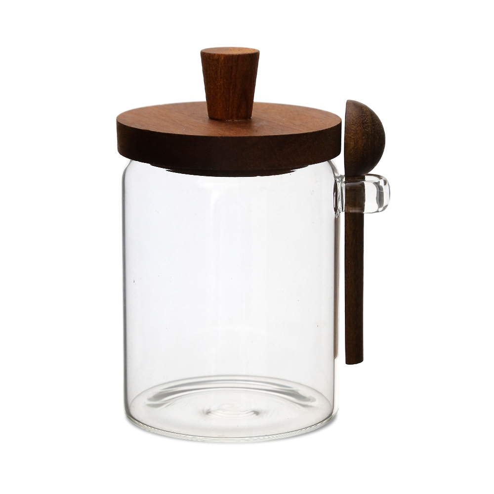 1 Pcs 18.5 OZ Glass Coffee Jars With Spoons, Candy Jars, Biscuit Jars, Storage Jars, Tea Jars, Snack Jars, Seasoning Jars, Salt Jars, Pepper Jars