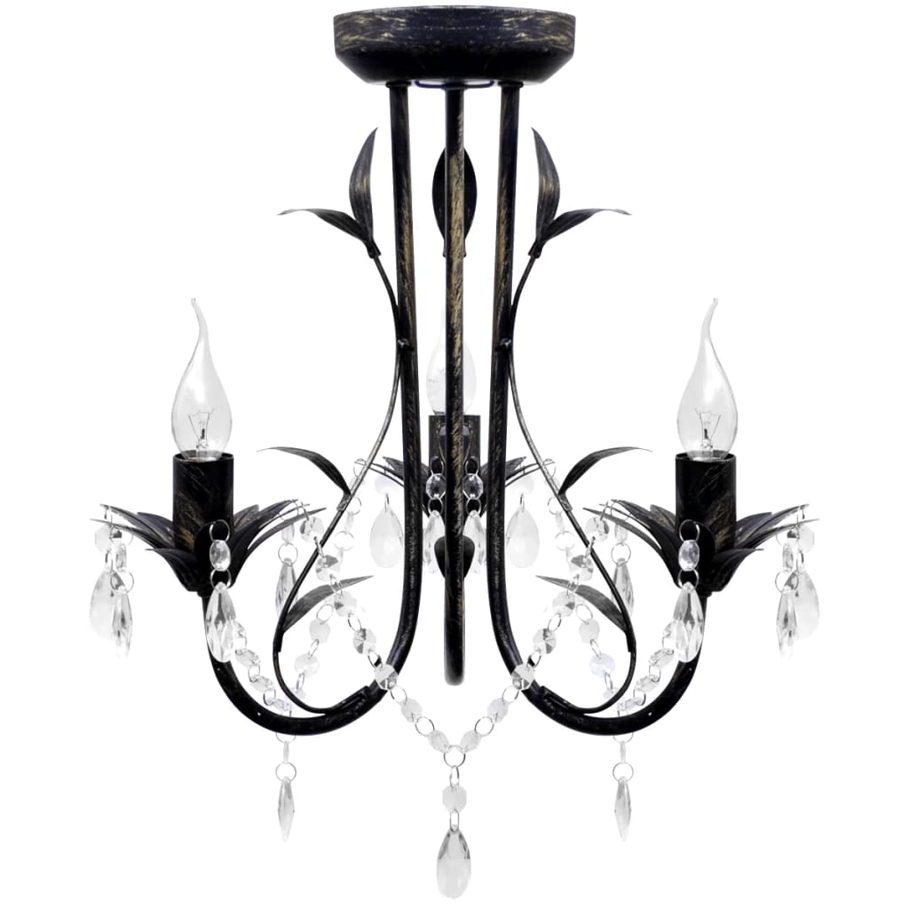 Art Nouveau ceiling lamp with crystal beads, 3 x E14