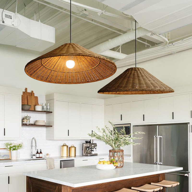 Bamboo Woven Rattan Vintage Wabi Sabi Style Pendant Light