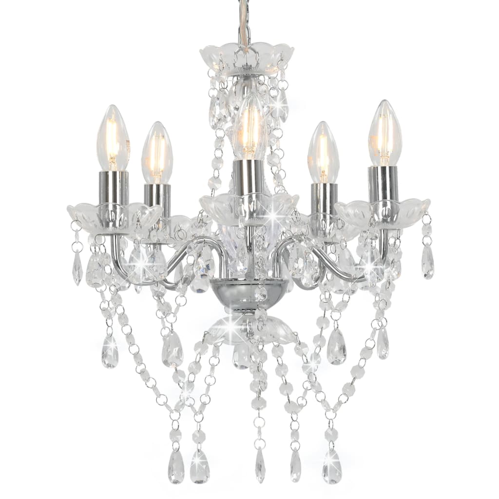 Chandelier with Crystal Beads Silver Round 5 x