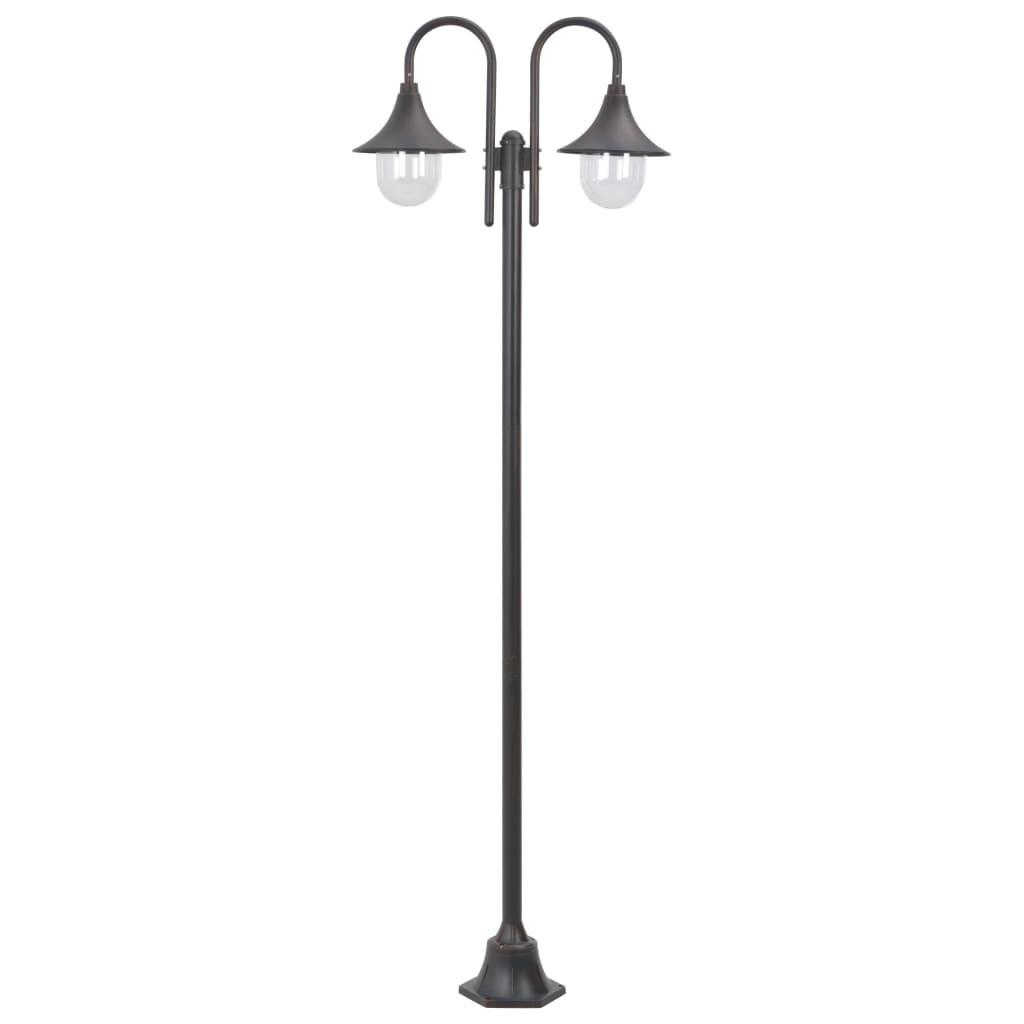 Garden Bollard Light E27 220 cm 2-Lantern Bronze
