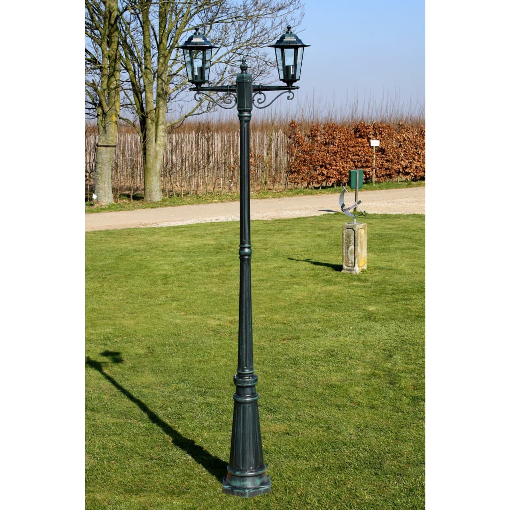 Garden Lantern 2-Light 215 cm Dark Green/Black Aluminum