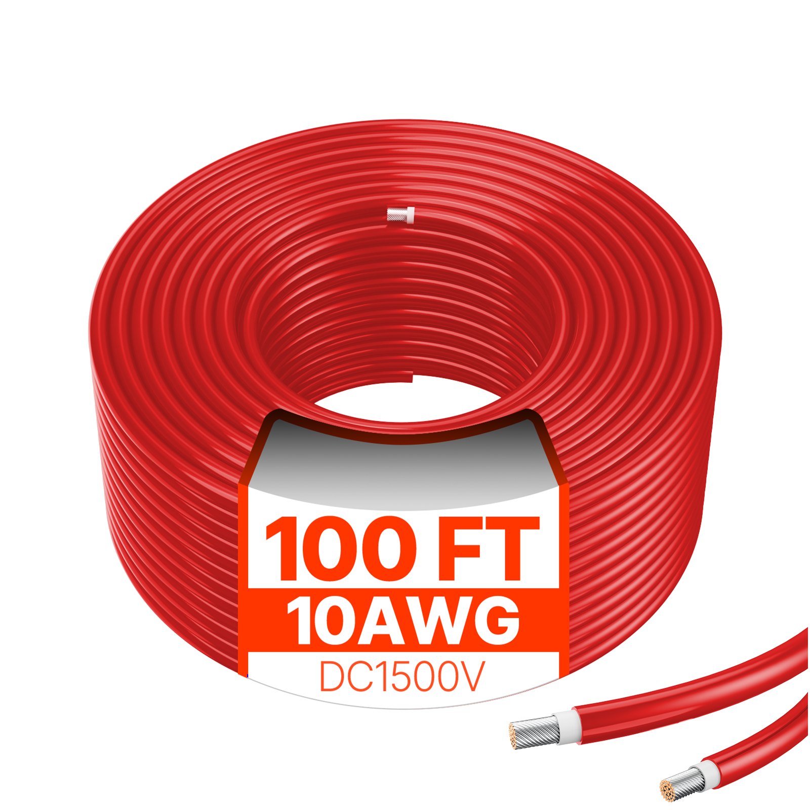 100FT Solar Panel Extension Cable 10AWG Waterproof PV 6mm² Cable Red