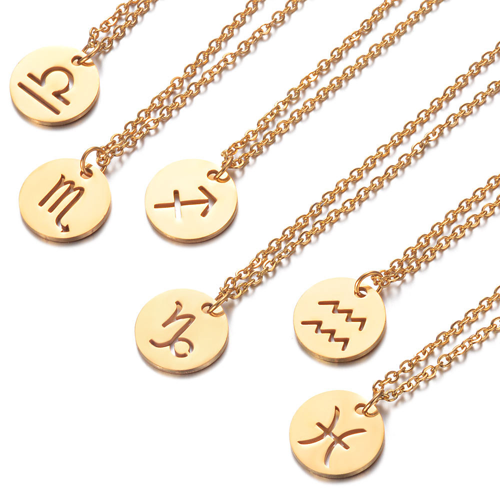 12 Constellation Golden Hollow Female Clavicle Chain