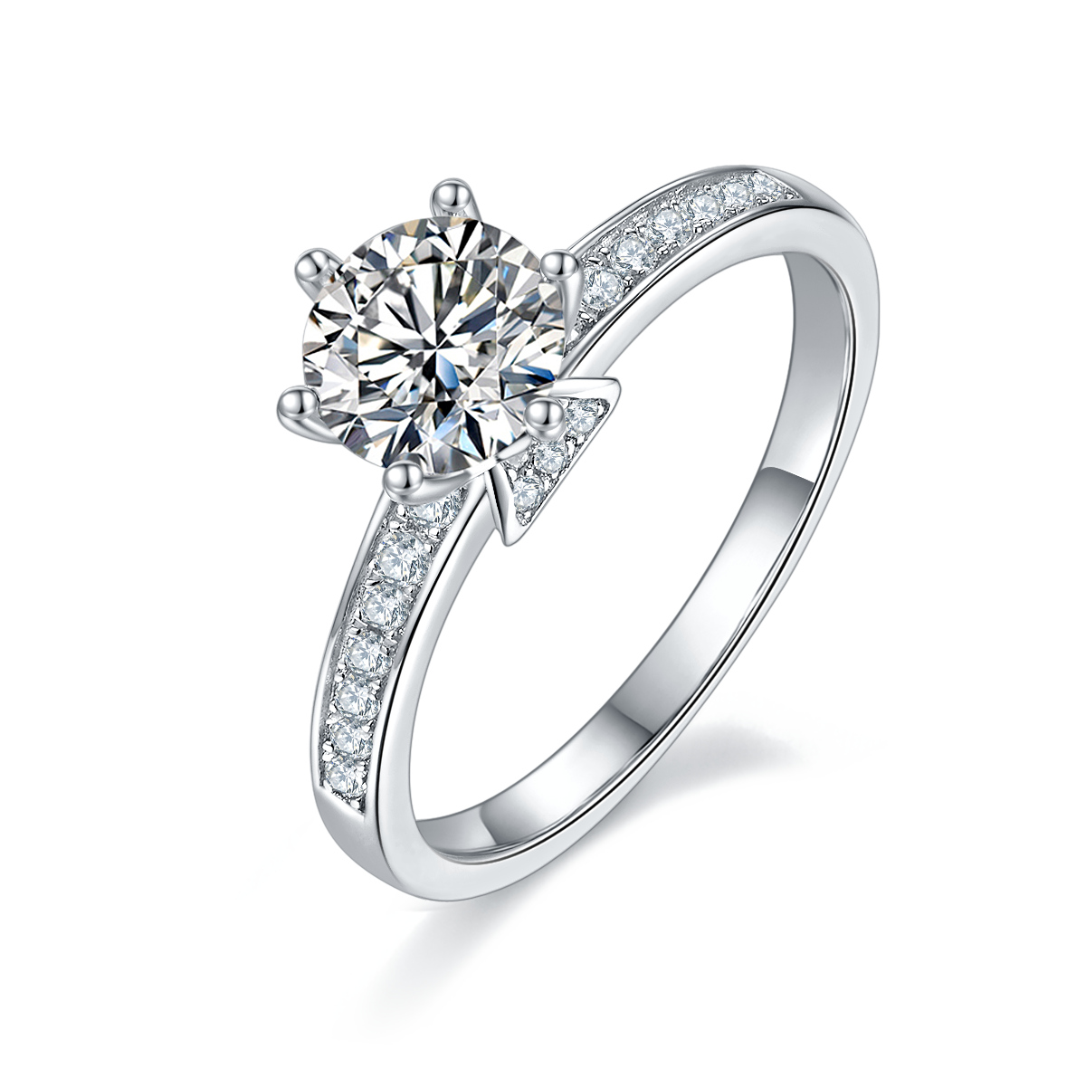 1-carat Luxury And Fashionable Light Luxury Jewelry Silver Ring Set With Top-quality Moissanite, S925 Silver Plated Platinum