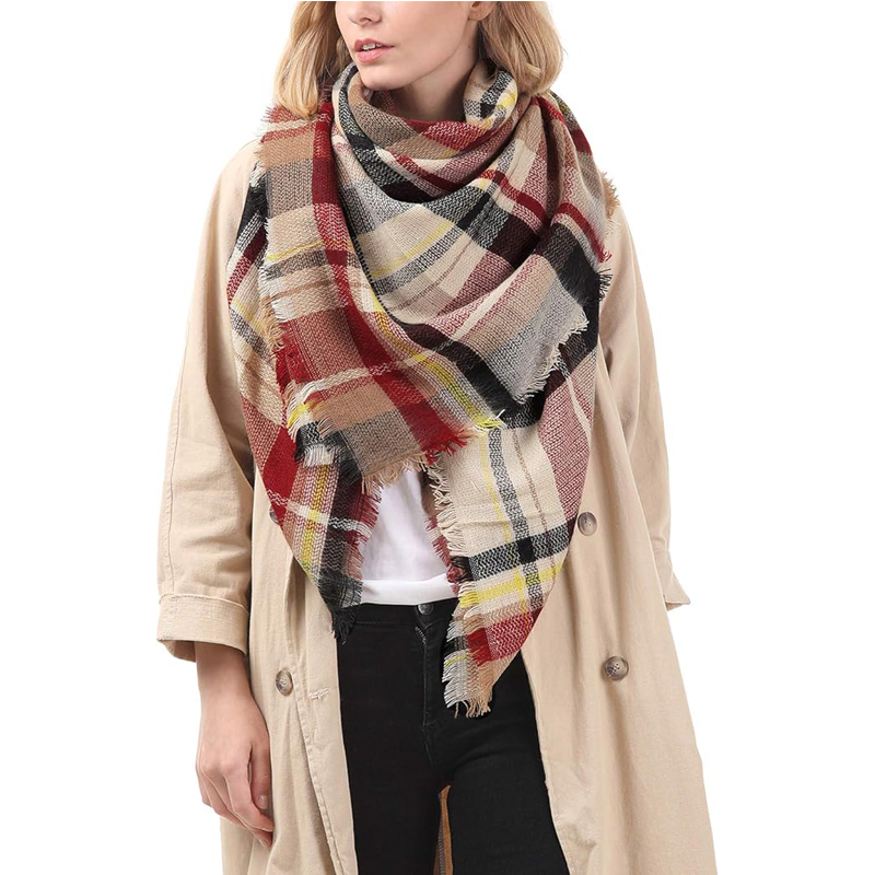 59 X 59in Red Women Fall Winter Scarf