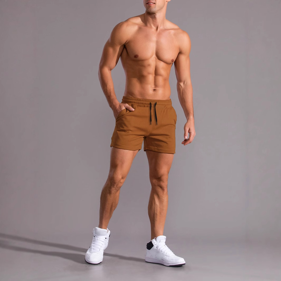 3-piece Men's Solid Color Drawstring Micro-elastic Shorts