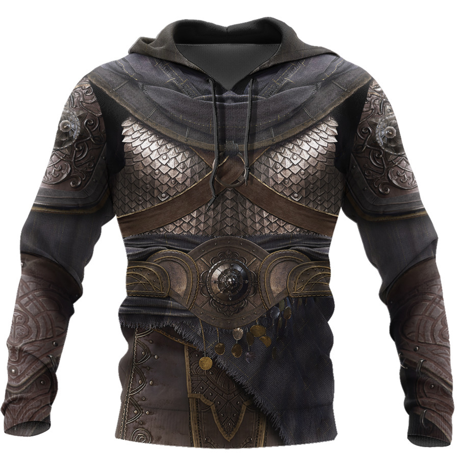 Cross Digital Printed Men's Sweater Jungle Elk Series Hooded Pullover Sweater Drop Shipping