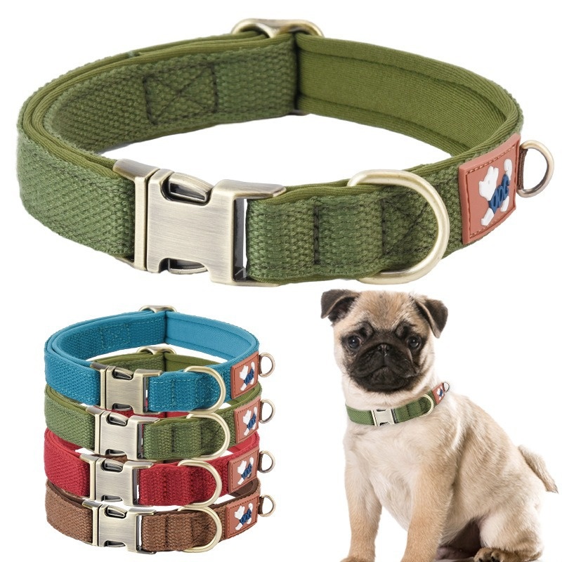 Dog Collar Webbing With Space Cotton Lining Adjustable Neck Strap