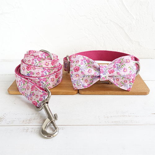 Metal Buckle Dog Collar Leash Bow Tie Accessory