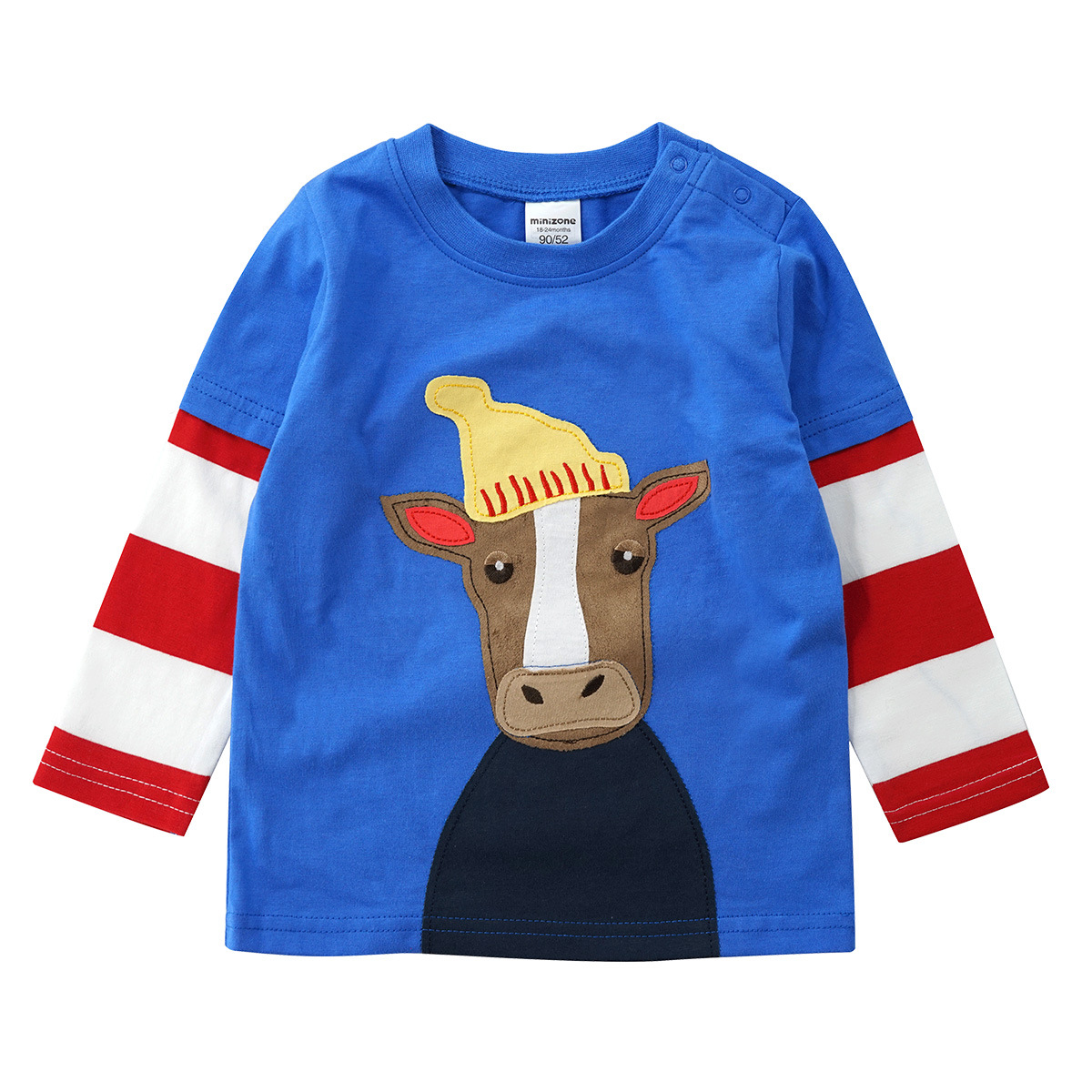 Boys And Girls Striped Sleeves Stitching Round Neck Sweater