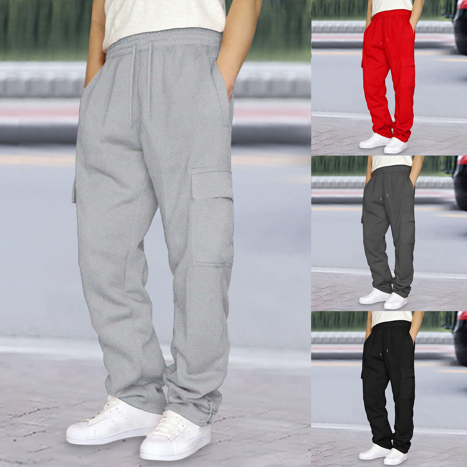 Ankle-Tightening Loose Sweatpants With Multiple Pockets And Drawstrings