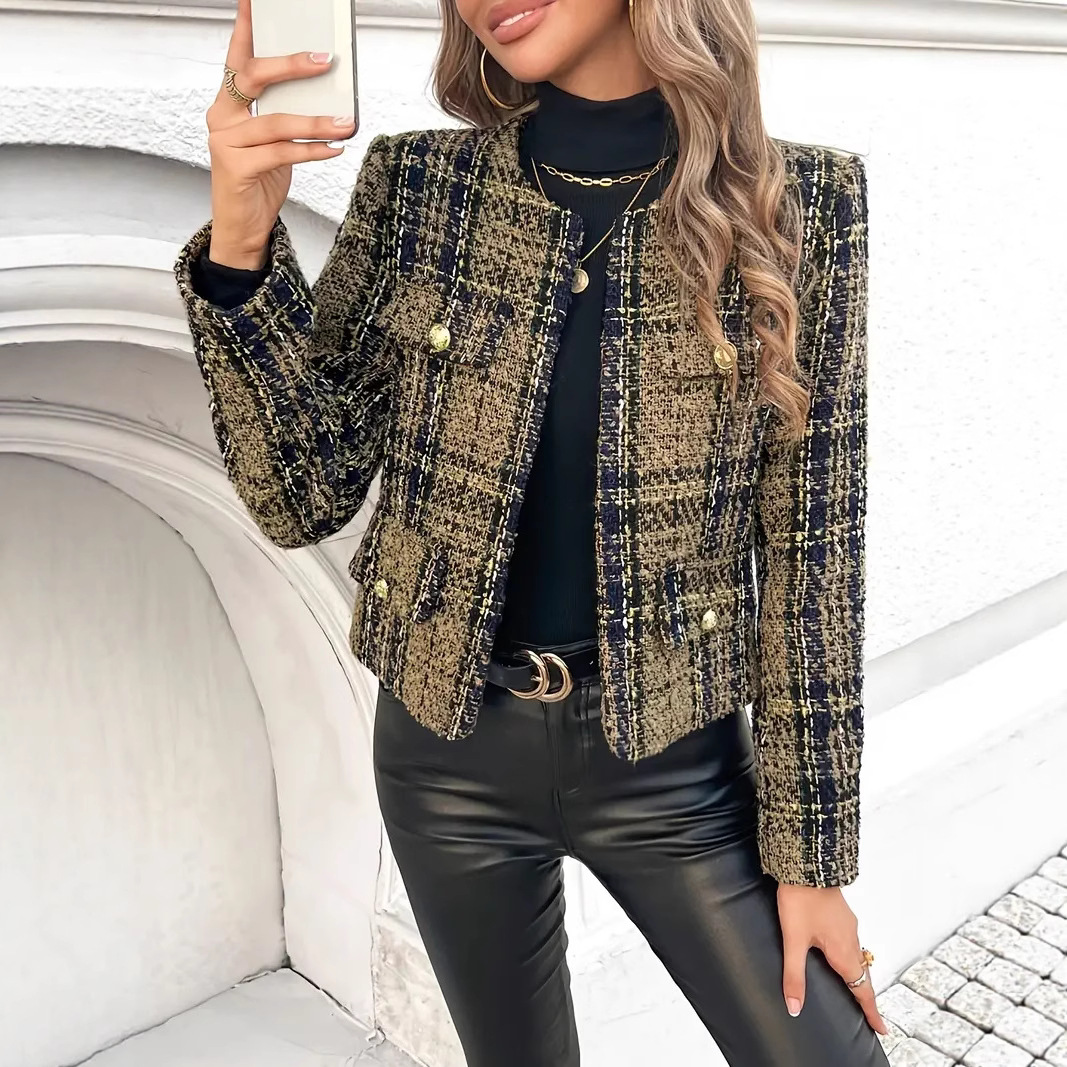 Coarse-woven Woolen Chanel-style Short Jacket