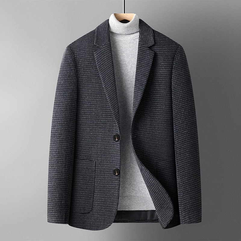 Autumn And Winter Solid Color Short Wool Woolen Men's Suit