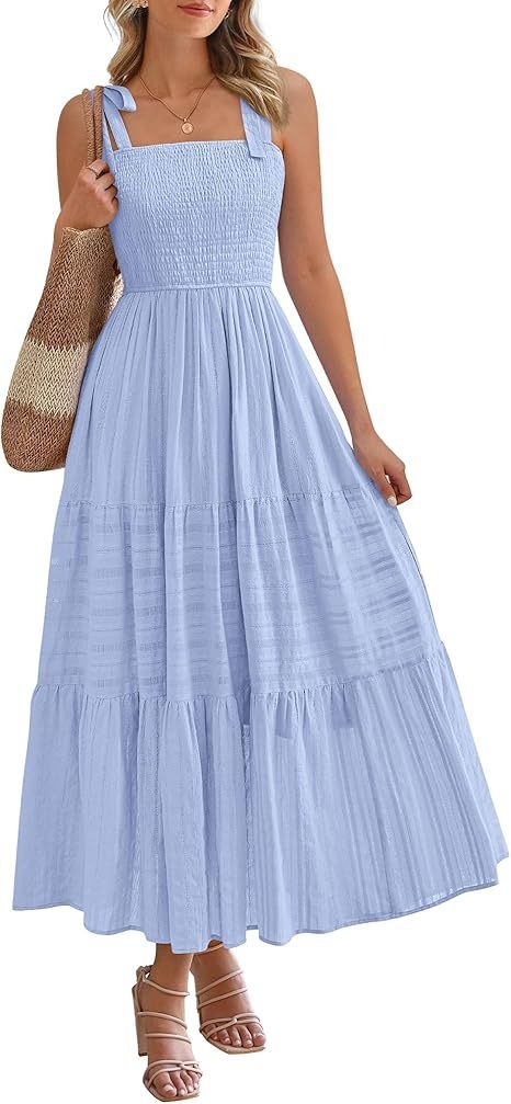 2026 Hot Summer Pleated A-Line Cami Long Dress With Pockets, Beach Vacation Style
